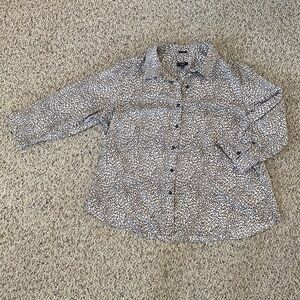 Talbots Women’s Button Down Shirt - Brown Leopard Print